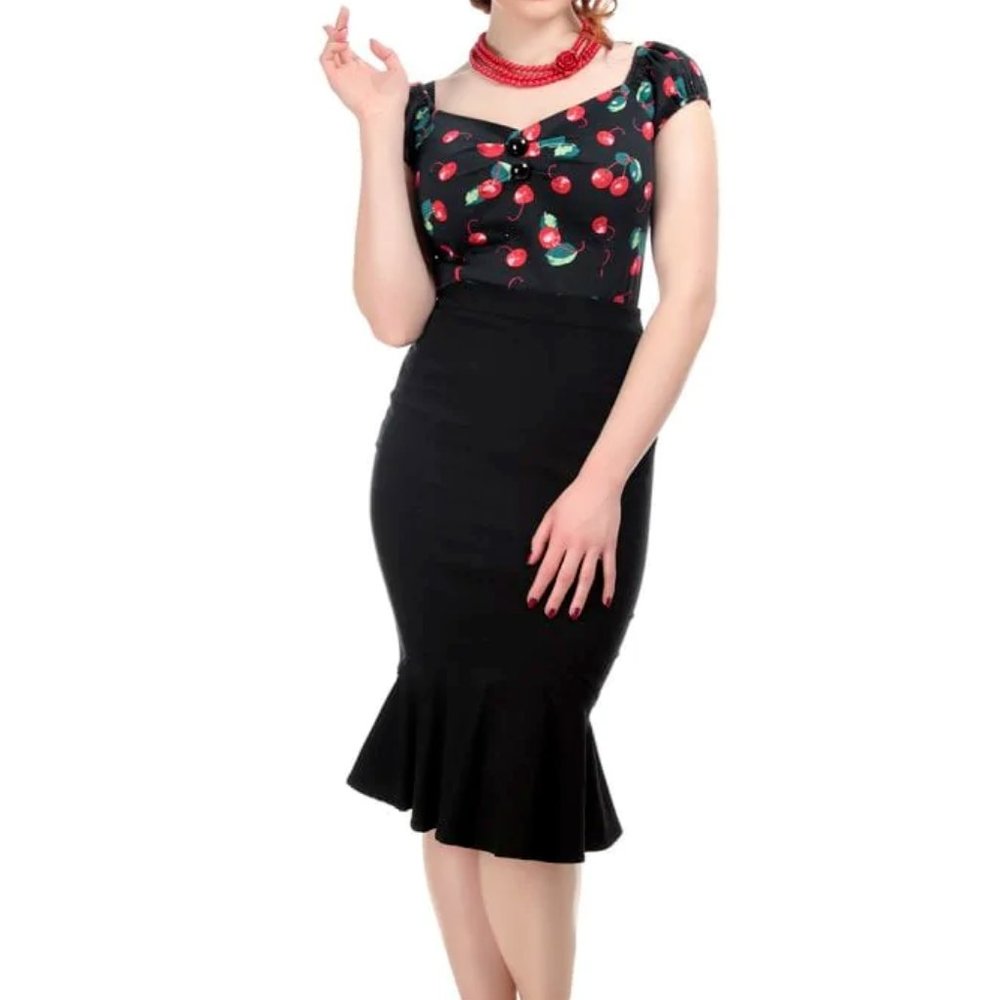 COLLECTIF PINUP WINIFRED FISHTAIL  PENCIL SKIRT M-XL